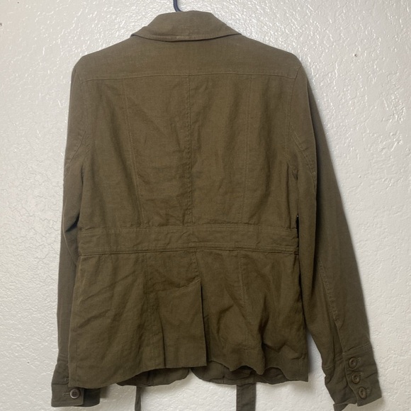 Isabella Bird Linen Safari Blazer – Olive Green Utility Jacket – Size 8 - Picture 2 of 11
